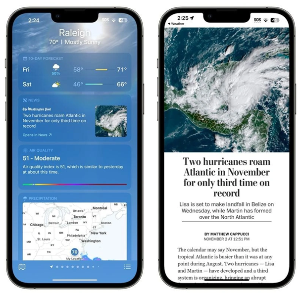 樊城苹果14维修分享iPhone 14手机如何看天气时顺带看新闻 