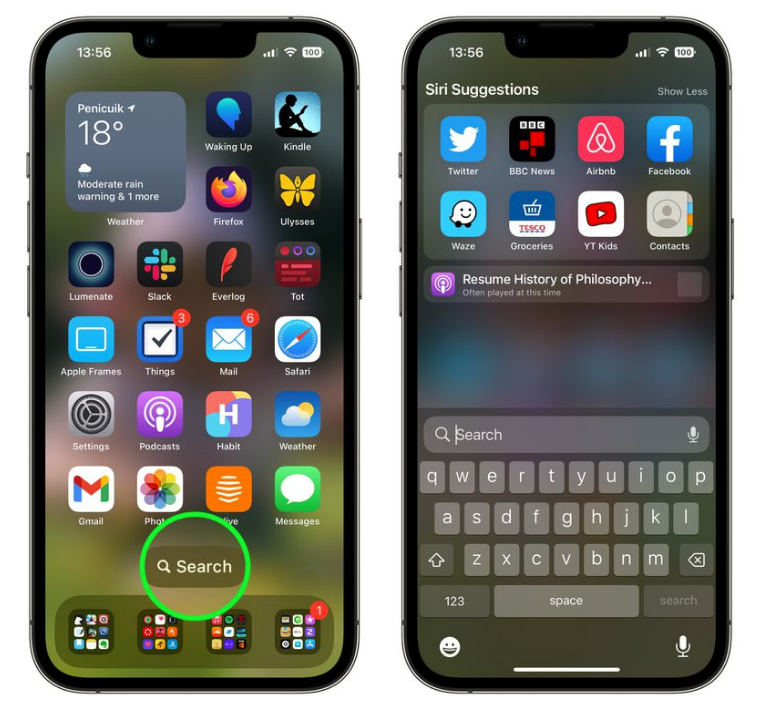 樊城苹果手机维修分享升级到 iOS 16 后，如何删除主屏幕上的搜索按钮 