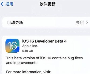 樊城苹果手机维修分享iOS16 Beta4 更新内容及升级建议 